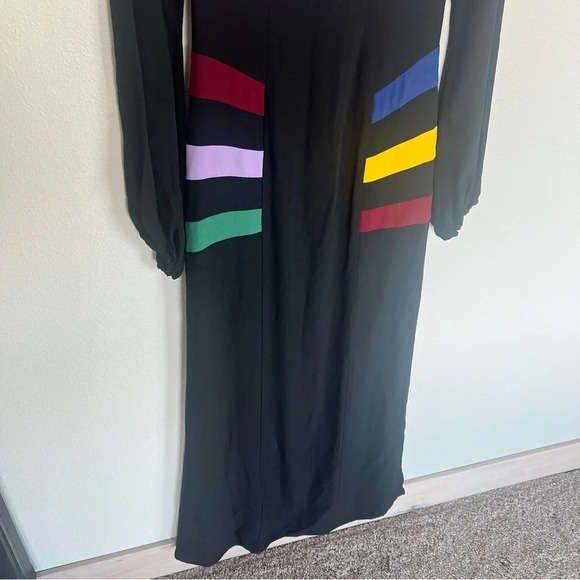 NWOT STAUD Pacha Bell Sleeve Color Blocking Maxi Dress Black Lilac Multicolor 2 - Picture 7 of 16